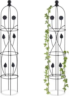 Produktbild von Famanu Pflanzenstütze Set von 2 - 103 x 20 cm - für Kletterpflanzen - Metall freistehend schwarz