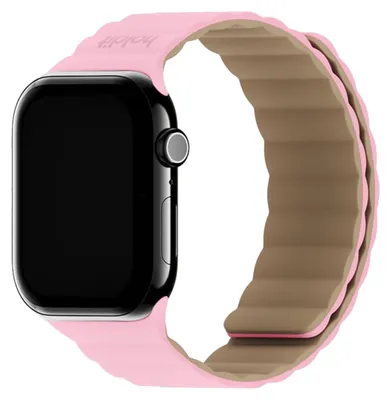 Zdjęcie produktu dla Silikonowy pasek magnetyczny Holdit do Apple Watch | 38/40/41/42 mm - Różowy / Beżowy