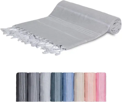 Produktbild von Strandtuch & Saunatuch – Türkisches Hamamtuch 100% Baumwolle – Badetuch 100x200 cm – Grau