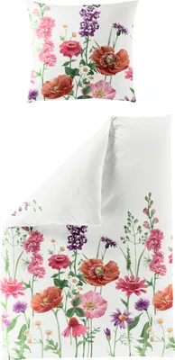 Produktbild von Traumschloss Satin Bettwäsche - 3994_60 - Blumenwiese auf weißem Hintergrund 155 x 220 cm bunte Blumenwiese auf weißem Hintergrund