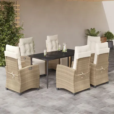 Obrázok produktu pre 2025 cloris sada záhradného nábytku sada balkónového nábytku 7 ks záhradný jedálenský set s vankúšmi béžový polyratan - sety záhradného nábytku Výpredaj8660341 4ks