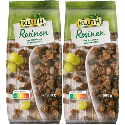 Image de Kluth Raisins secs de type raisin sec non sulfurés 500g 2er Pack