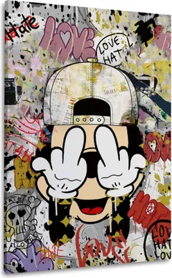 Produktbild von Maus Pop Art Street Art Graffiti Wandbild Leinwandbild Kunstdruck XL Wanddeko: 40x60x2cm