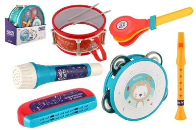 Image de Lot de 9 instruments de musique, 2 couleurs, dans une boîte