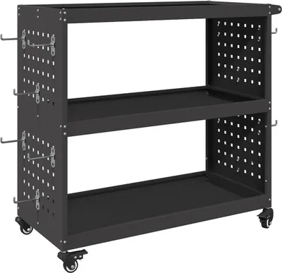 Obrázok produktu pre Kovový vozík na náradie s poličkou Čierna 75 x 35 x 73 cm