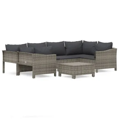 Produktbild von vidaXL 7-tlg. Garten-Lounge-Set mit Kissen Grau Poly Rattan