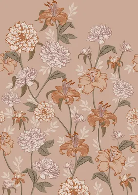 Produktbild von ESTAhome Fototapete Blumenmuster Altrosa und Terrakotta 150 x 279 cm
