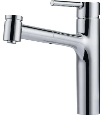 Imagen del producto de Grifo de alta presión Franke, con ducha extractable central, acabado cromado, control superior, modelo 115.0600.131 - incluye 5 años de garantía