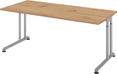 Produktbild von bümö Schreibtisch Serie-Z - Gestell: Silber, Nachbildung: Asteiche, Größe:  180 x 80 cm