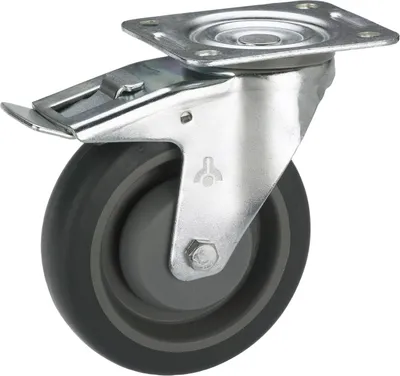 Produktbild von Lenkrolle mit Platte und Totalfeststeller 100 x 32 mm, Tragkr. 150 kg