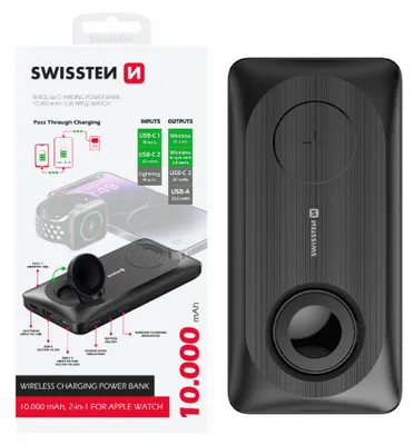 Zdjęcie produktu dla Swissten Bezvadu Power Bank Ārējas uzlādes baterija Priekš Apple Watch un MagSafe ierīcem 10000mAh