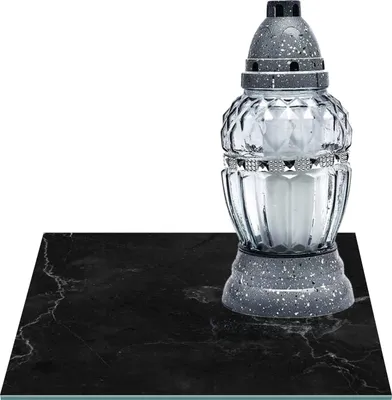 Zdjęcie produktu dla SZKLANA PODSTAWKA POD ZNICZE Z DEDYKACJĄ 40x40cm Marmur 377h