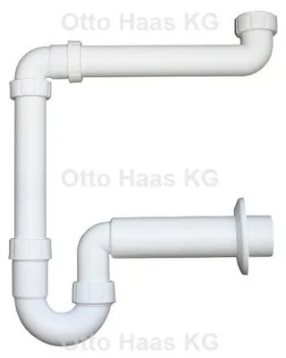 Produktbild von Otto Haas PP-Raumsparsiphon 11/4" + 11/2" DN50, weiss mit Rosette