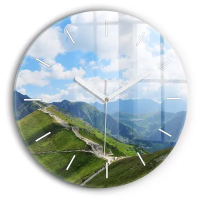 Produktbild von Wallfluent Wanduhr – Stilles Quarzuhrwerk - Uhr Dekoration Wohnzimmer Schlafzimmer Küche - Zifferblatt mit Striche - weiße Zeiger - 30 cm - Kasprowy Wierch Zakopane