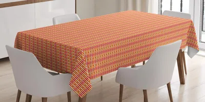 Produktbild von ABAKUHAUS Abstrakt Tischdecke, Ungewöhnliches Konzept Geometrie inspiriert Motiv in Bicolor Entwurf, 140 x 240 cm, Dark Orange Vermilion