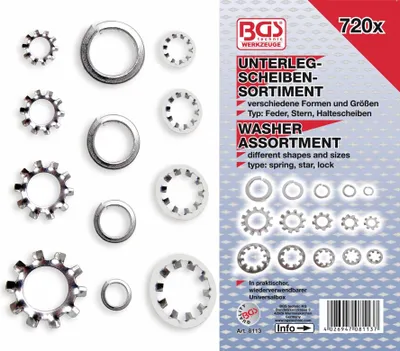 Zdjęcie produktu dla BGS TECHNIC Sort. Podkładki, 8113, 720 szt