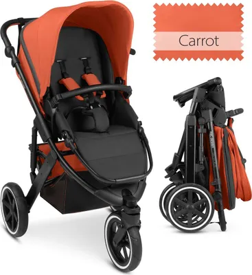 Produktbild von ABC Design Salsa Run, Betthimmel, Traditioneller Kinderwagen, Unisex, Aufblasbare Räder, Faltbar, Schwarz, Karotte