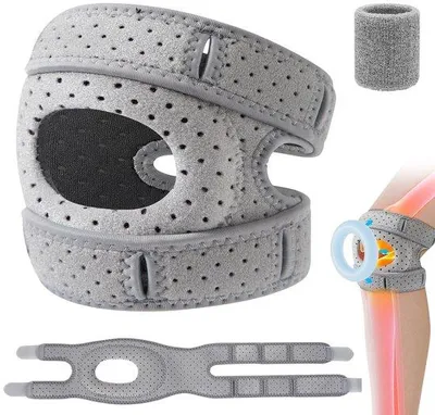 Produktbild von Kniebandage – Knieorthese – Schmerzlinderung – Verstellbare Passform – Größe L – Grau