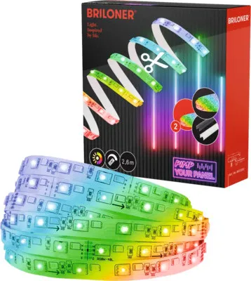 Obrázek produktu pro Briloner Pimp your Panel LED Strip, prodlužovací sada RGB, Pimp your Panel, možnost zkrácení, samolepicí, bílá, 260 x 1 cm