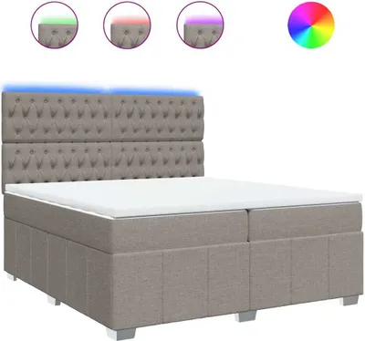 Zdjęcie produktu dla vidaXL Łóżko sprężynowe z materacem Taupe 200x200 cm tkanina