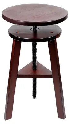 Produktbild von Malhocker Ø 30 cm, höhenverstellbar von 48-65 cm, aus Buchenholz, 360° drehbar, Holzstuhl für Zeichentisch