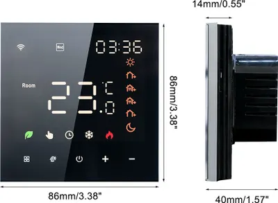 Obrázok produktu pre 5X Smart Tuya WiFi termostat, hlasové ovládanie, pre 3A ohrev vody, digitálny LCD programovateľný izbový termostat Nástenný termostat Skryté podlahové vykurovanie, kompatibilný s Amazon Google Home, čierny