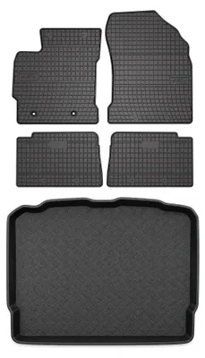 Productafbeelding van Rubberen automatten + kofferbakmat voor Toyota Auris II 2012-2013 (hatchback) – 5-delig, zwart, op maat – Wielganizator SolidPRO