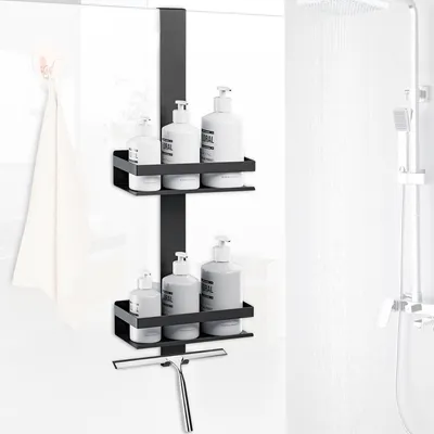 Produktbild von Roxlin Duschablage Roxlin Duschablage mit 2 Körben, Schwarz, Zum Hängen, aus Edelstahl