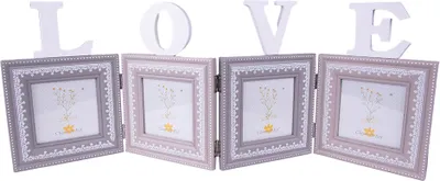 Produktbild von Clayre & Eef Bilderrahmen 10x10 cm Grau Weiß MDF