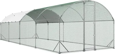 Immagine prodotto di SucceBuy Grande pollaio, 2,7x7,6x2 m, recinto con copertura resistente alle intemperie e telaio robusto, gabbia per pollame con tetto a cupola, recinto per conigli, galline e oche