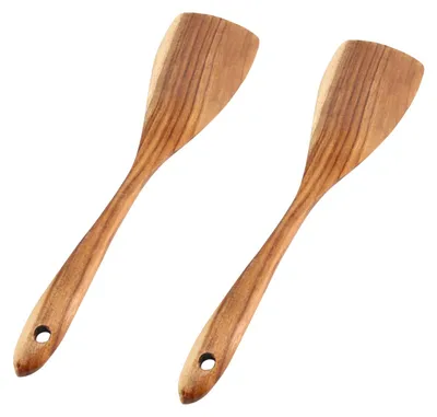 Productafbeelding van Houten Spatel 31,5 x 7,5 cm - Antikleef Wokspatel en Kookgerei (2 Stuks)