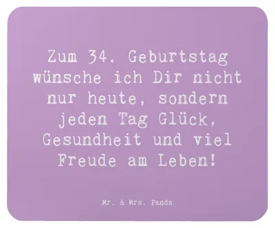 Produktbild von Mr. & Mrs. Panda Mauspad Spruch 34. Geburtstag - Lavendeltraum - Geschenk, Mousepad, Mouse Pad, Abenteuer, pc mausunterlage, Freude am Leben, Gesundheit, laptop, Sprüche