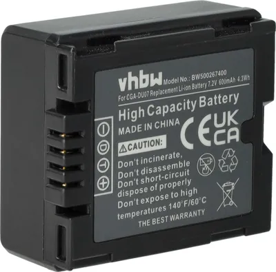 Produktbild von vhbw Akku Ersatz für Panasonic VW-VBD210, VW-VBD140 für Videokamera Camcorder (600 mAh, 7,2 V, Li-Ion)
