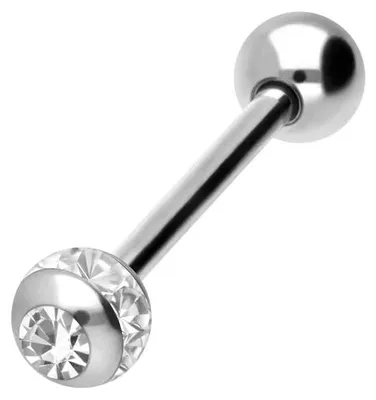 Produktbild von Zungenpiercing, Intim-Piercing Titan Barbell EPOXY-RING-KUGEL + KRISTALL + TITAN-KUGEL