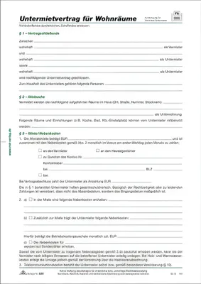 Produktbild von RNK Untermietvertrag DIN A4 4002871052009
