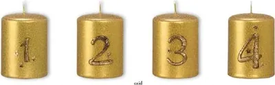 Produktbild von 4er Set Adventskerzen 8 x 6 cm oxid