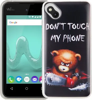 Produktbild von Handy Hülle für Wiko Sunny Cover Case Schutz Tasche Motiv Slim Silikon TPU Schriftzug Bär mit Kettensäge