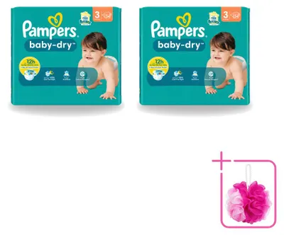 Immagine prodotto di 2 pannolini Pampers Baby-Dry taglia 3 (6-10 kg) - confezione risparmio - 2 pezzi