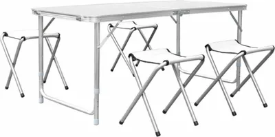 Produktbild von Happyment Picknicktisch für 4 Personen – Klappbar – Camping- & Gartentisch – Höhenverstellbar – Inkl. 4 Stühle