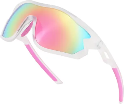 Image de Lunettes de soleil de sport polarisées, protection UV400, pour le vélo, 1 pièce, verres miroirs