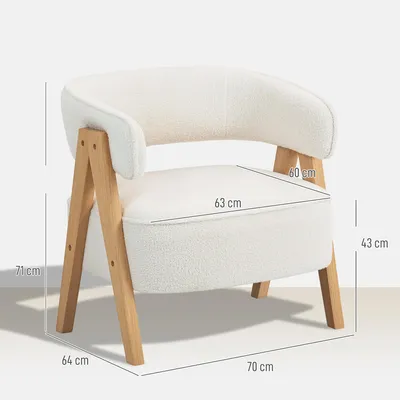 Produktbild von HOMCOM Sessel gepolsterter Loungesessel mit Armlehnen, Fleece-Optik, Weiß