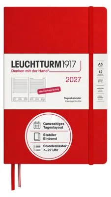 Zdjęcie produktu dla Kalendarz dzienny, format A5, kolor wiśniowy, rok 2027