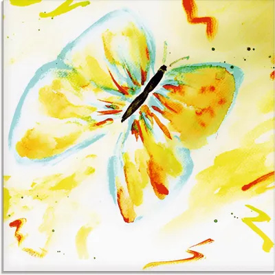 Produktbild von ARTland Glasbild Schmetterling Gelb Größe: 20x20 cm