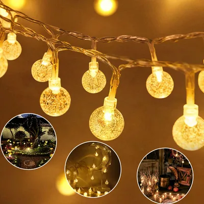 Produktbild von XMTECH Weihnachtsbeleuchtung 30m 240 LED Kugel mit Stecker und 8 Modi IP44 Warmweiß Glühbirnelichterkette ideal für Innen, Transparent Linie