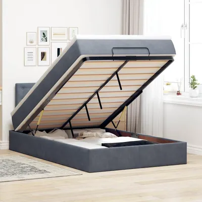 Produktbild von vidaXL Ottoman-Bett mit Matratze Dunkelgrau 120x190 cm Samt