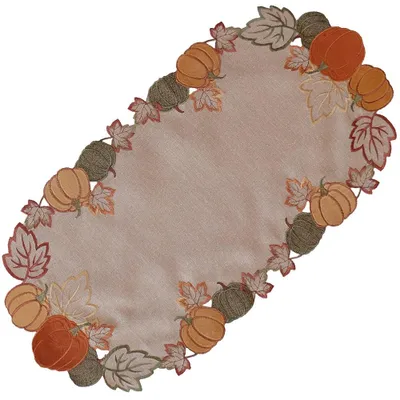 Immagine prodotto di Runner da tavola DORA zucche e foglie autunno poliestere 35 x 70 cm