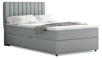 Produktbild von Boxspringbett 120x200 EVEREST, mit Topper, mit Bettkästen,  Einzelbett, Hellgrau, Panda Möbel
