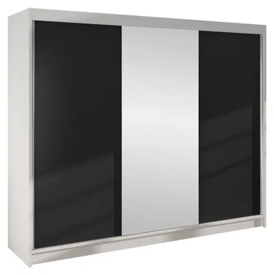 Produktbild von MIRJAN24 Schiebetürenschrank  Derby I, Kleiderschrank, Stilvoll Schlafzimmer Garderobenschrank (Farbe: Weiß / Schwarz)