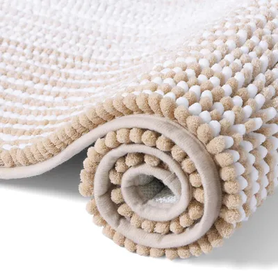 Zdjęcie produktu dla Dywan do łazienki, welur, 40 x 60 cm, beżowy, chłonny, antypoślizgowy, można prać