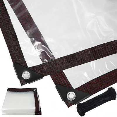 Produktbild von Famanu Schutzplane 2 x 3 m transparent wasserdicht - mit Ösen und Seil